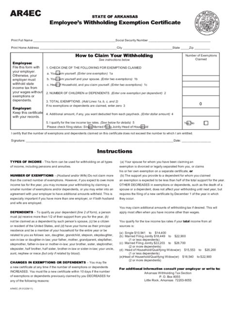 File my taxes as an indiana resident while i am in the military, but my spouse is not an indiana resident. Fillable State Of Arkansas Employee's Withholding Exemption Certificate printable pdf download