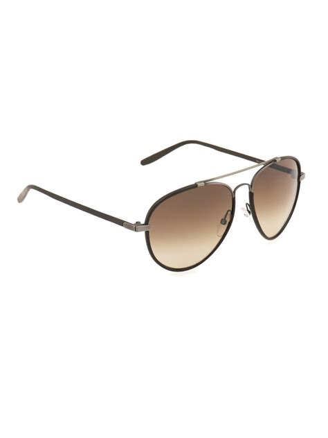Bottega Veneta Leather And Metal Aviator Style Sunglasses In Multicolor For Men Brown Multi Lyst