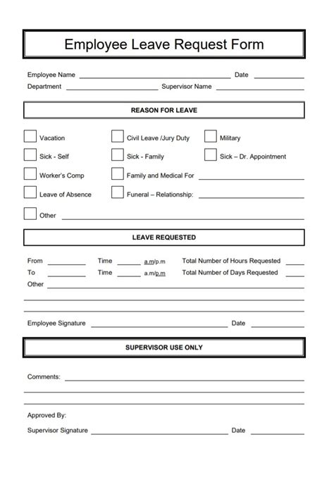 Leave Application Form Template Free Download Templates Printable