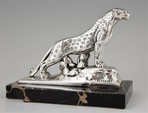 Art Deco Silvered Panther Bookends Maurice Frecourt France 1930 At