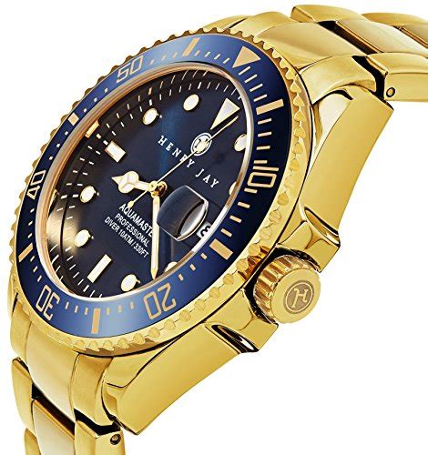 Henry Jay Mens 23k Gold Plated Stainless Steel “specialty Aquamaster” Best Offer At