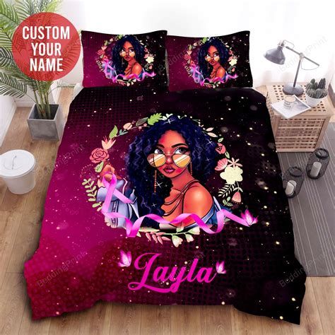 Personalized Black Girl Breast Cancer Awareness Bed Sheets Duvet Cover Bedding Sets Please Note