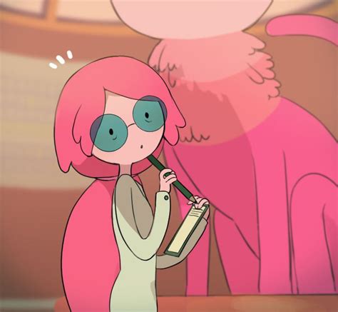 A Cartoon Girl With Pink Hair Holding A Book
