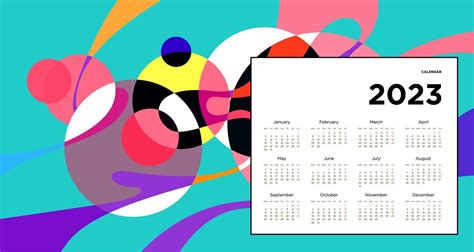 New Year 2023 Calendar Design Template With Geometric Colorful Abstract
