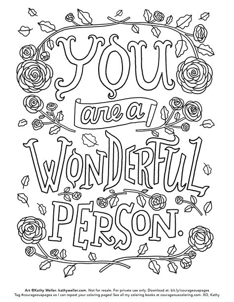 Courage Coloring Page Quote Coloring Pages