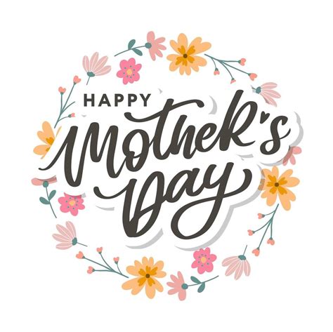 Happy Mothers Day Lettering Handmade Calligraphy Vector Illustration