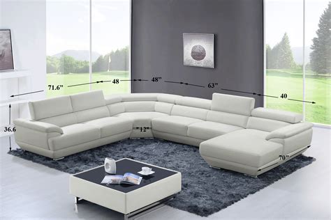 Modern Contempo Davenport Leather Sectional Sofa Off White