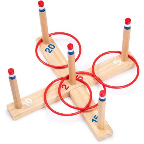 Ring Toss Game Classic Wooden Set With Plastic Rings Ring Toss