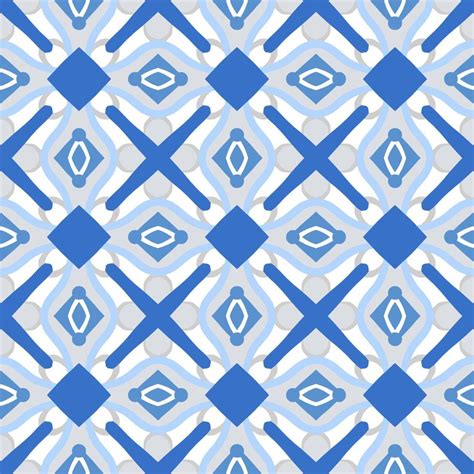 Abstract Seamless Background Blue Geometrical Pattern Design In Aztec