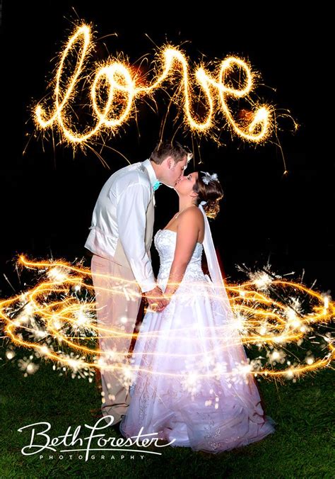 Bride And Groom At Night With Sparklers Long Exposure Wedding Shot