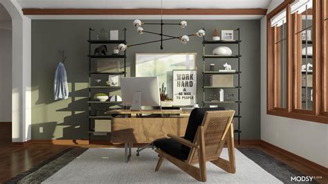 A Calming Green Home Office Modern Style Home Office Design Ideas