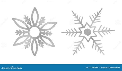 Zilveren Sneeuwvlok Voor Winterontwerp Met De Hand Getekende