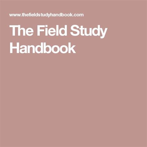 The Field Study Handbook Fields Field Study