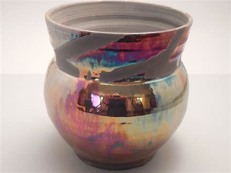 Handcrafted Raku Vase With Burst Glaze