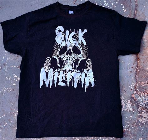 Sick Militia Skull Logo T Shirt Sick Militia