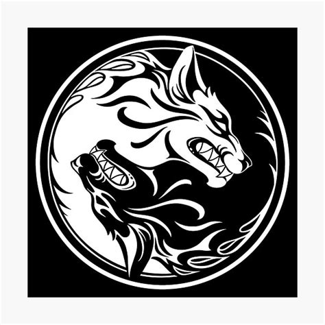 Black And White Yin Yang Wolves Photographic Print For Sale By