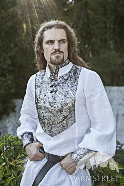 Wedding Medieval Mens Tunic With Brocade Accents Etsy Casamento