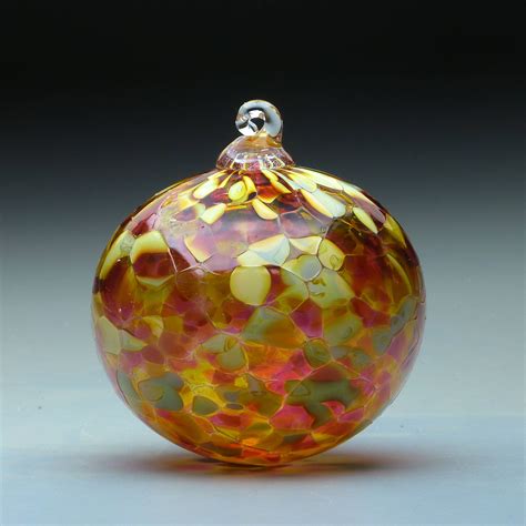Blown Glass Ornament Sun Catcher Hand Blown Glass Round Christmas Ornament In Tones Of Gold