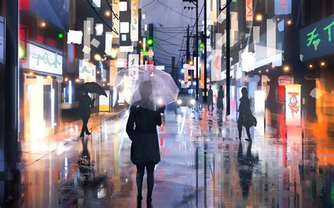 1680x1050 Street Raining Umbrella Girl 4k Wallpaper1680x1050