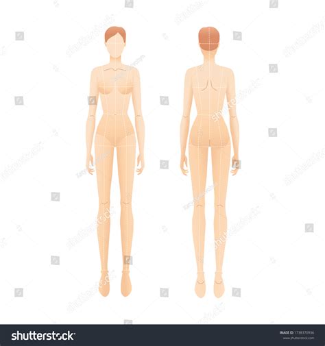 Fashion Template Nude Croquis Standing Women Stock Vector Royalty Free