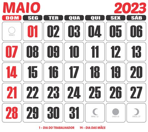 Calendário 2023 Maio Imagem Legal