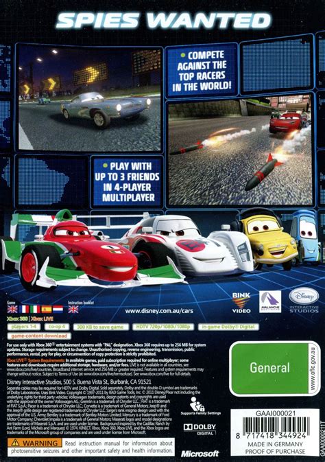Disney•pixar Cars 2 2012 Xbox 360 Box Cover Art Mobygames