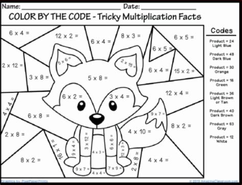 4th Grade Multiplication Color By Number Free Printable