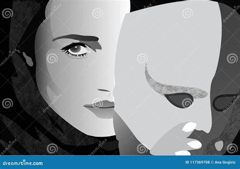 Girl behind mask stock illustration. Illustration of personality