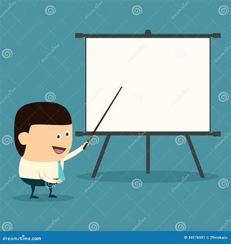 Cartoon Businessman Doing Presentation On Board Stock Image Image