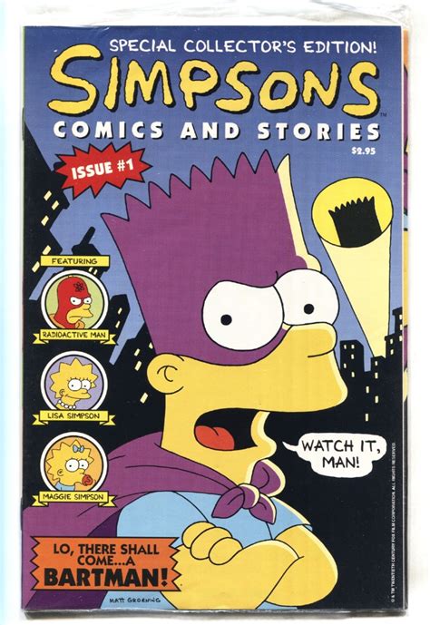 Simpsons Comics And Stories 1 1993 Bartman Includes Poster Comic Book Comics Barnebys