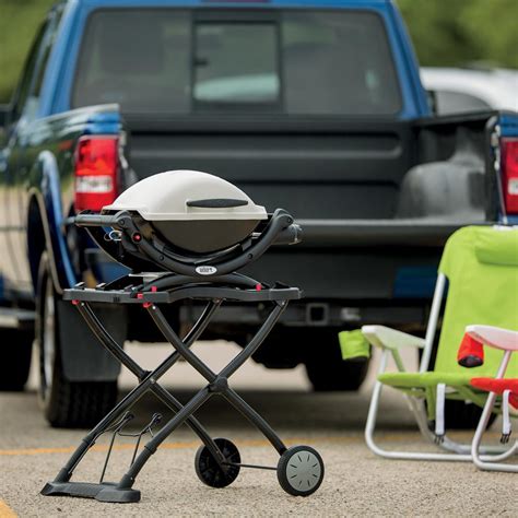 The grill weighs only 17 lbs., making it easy for transport and ideal for decks, patios and. Weber Q Portable Rolling Gas Grill Cart Stand Grilling ...