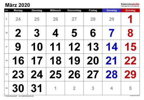Den überblick gibt es im. Kalender März 2020 als PDF-Vorlagen