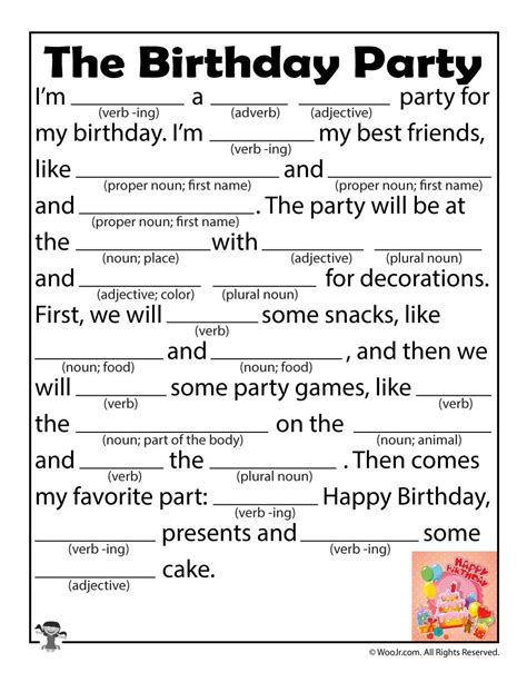 All printables are free for life your way readers. Birthday Party Mad Libs | Woo! Jr. Kids Activities