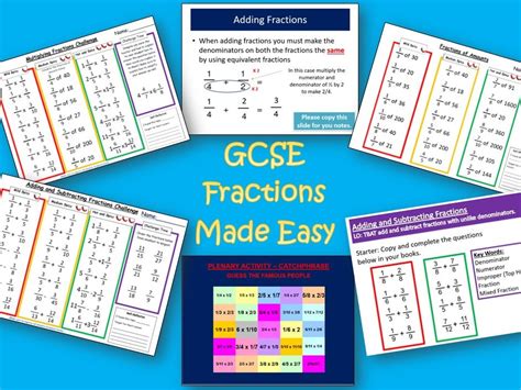 Gcse Fractions Differentiated Resources Teaching Resources