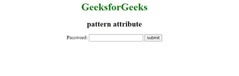 Html Pattern Attribute Geeksforgeeks