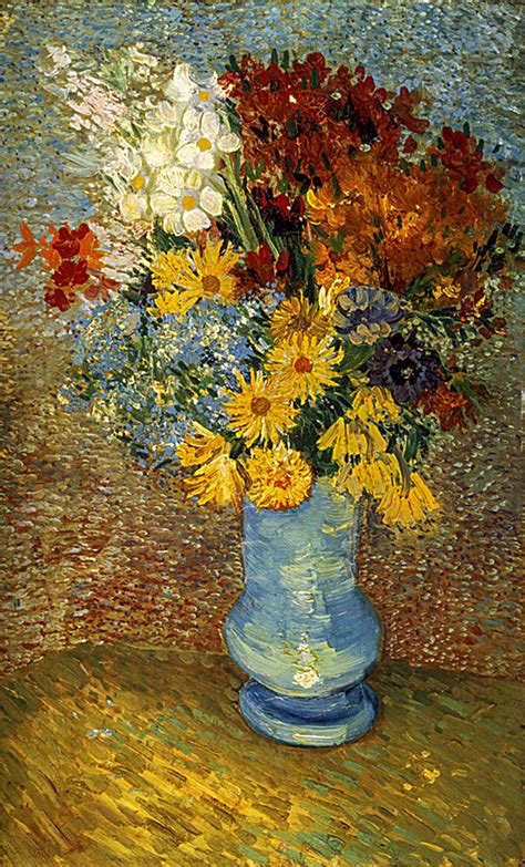 vincent van gogh flowers in a blue vase Ünlü ressamların tabloları