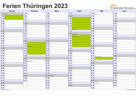 Ferien Thüringen 2023 Ferienkalender Zum Ausdrucken