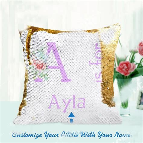 Personalized Sequin Pillow With Your Name And Initial