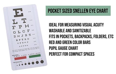 Mua ASA Techmed Snellen Pocket Eye Chart Wall Chart For Visual Acuity With Red Green Lines