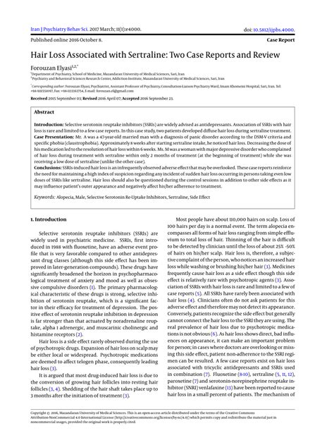Antidepressants and hair loss get your quick destroy depression program: (PDF) Hair Loss Associated with Sertraline: Two Case ...
