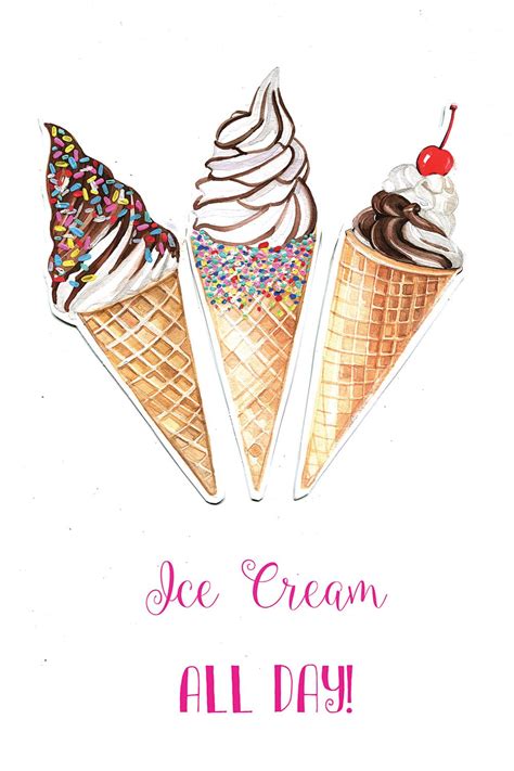 Ice Cream All Day Canvas Print By Rongrong DeVoe ICanvas In Ice Cream Painting Ice