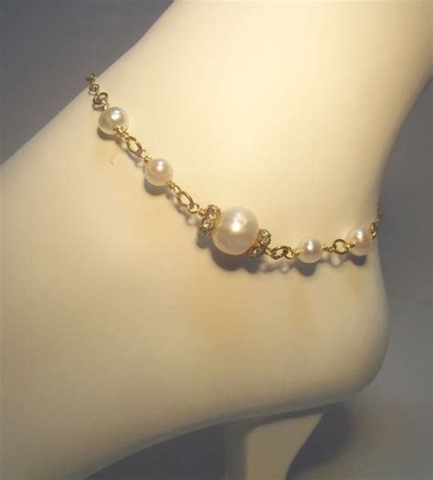 Gold Pearl Anklet Freshwater Pearl Jewelry Anklet By Forevadesigns