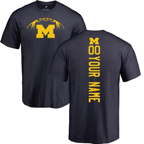 Michigan Wolverines Navy Football Personalized Backer T Shirt