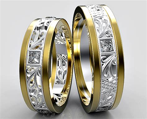 Unique Diamond Matching Wedding Ring Set Vidar Jewelry Unique
