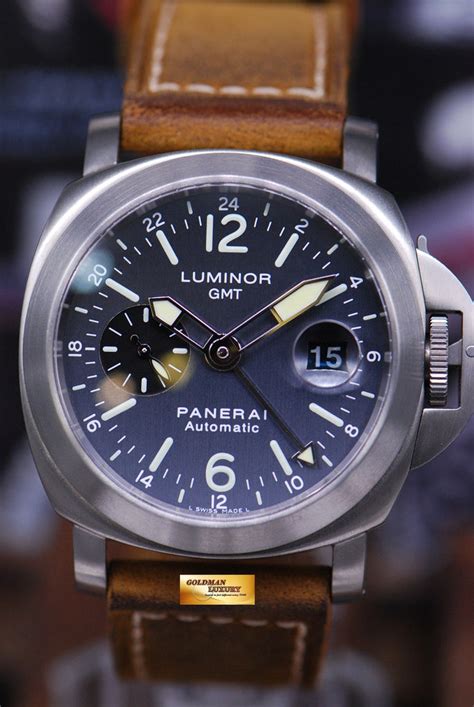 Sold Panerai Luminor Gmt 44mm Anthracite Blue Dial Automatic Pam 89