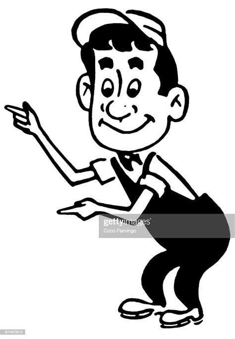 A Black And White Version Of A Cartoon Style Image Of A Worker High Res