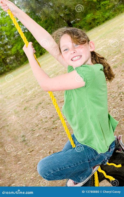 Young Girl On Tire Swing Stock Photo Image Of Summer 13780880