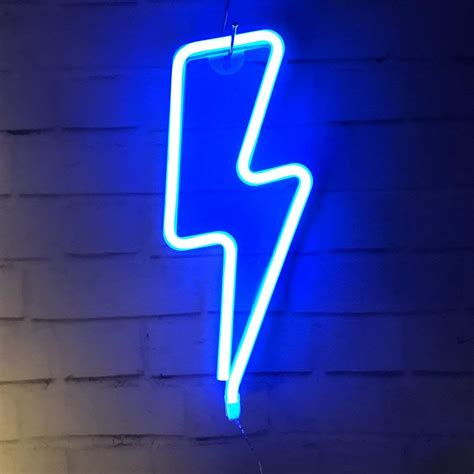 Blue Neon Lightning Bolt - Neon Signs | Tapestry Girls