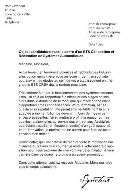 exemple de lettre de motivation pour s'inscrire dans un lycee