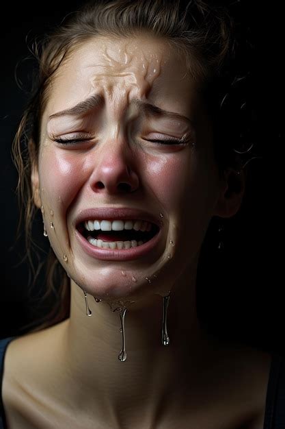 Premium Ai Image A Woman Crying With Water Dripping On Her Face